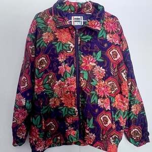VTG EVR Floral Windbreaker Jacket, Multicolor, 90s Streetwear